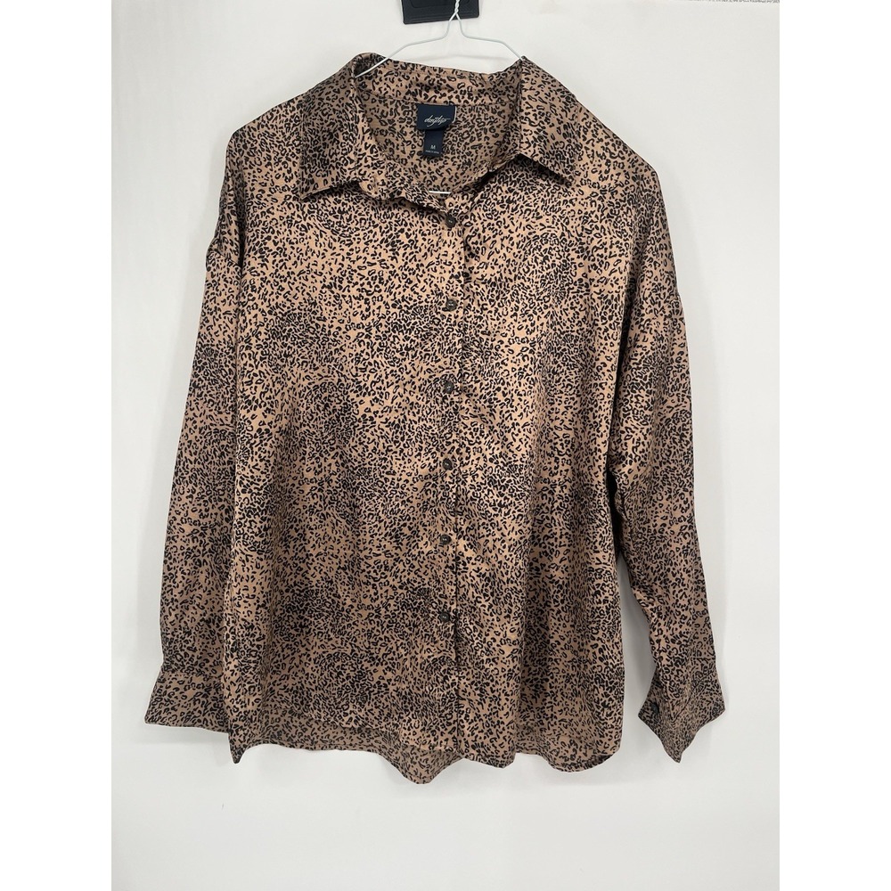 Daytrip Leopard Print Button Front Shirt Womens Medium Animal Print Blouse